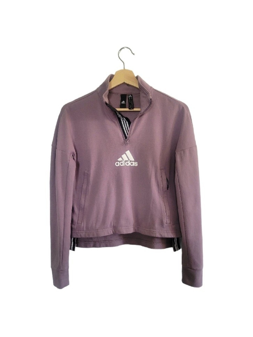 🎈ADIDAS Quarter Zip Pullover Sz XS Lavender Cropped Fit